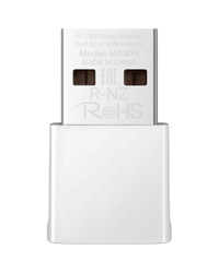 Mercusys MA30N AC1300 Nano Wireless Dual Band USB Adapter, 400 Mbps at 2.4 GHz + 867 Mbps at 5 GHz, Internal Antennas, USB 2.0, Nano Size, MU-MIMO, WPA3