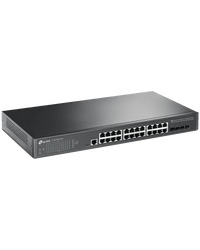 TP-Link SG3428X Omada 24-Port Gigabit L2+ Managed Switch with 4 10GE SFP+ Slots, 24× Gigabit RJ45 ports and 4× 10GE SFP+ slots, Omada APP, Static Routing, VLAN, ACL, QoS, IGMP Snooping, OAM, DDM, ERPS, Fanless, 1U, Zero-TouchProvisioning, ERPS