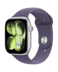 Apple Watch Series 11 GPS 46mm Silver Aluminium Case with Purple Fog Sport Band - S/M,Model A3333