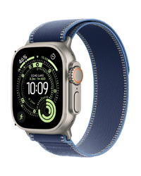 Apple Watch Ultra 3 Cellular 49mm Natural Titanium Case with Blue/Bright Blue Trail Loop - M/L