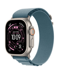 Apple Watch Ultra 3 Cellular 49mm Natural Titanium Case with Light Blue Alpine Loop - Large
