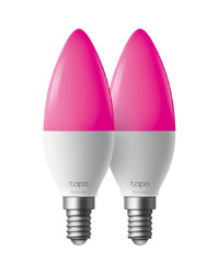 TP-Link Tapo L430C (2-PACK) Smart Light Bulb, Multicolor, B38 bulb, E14 base, 220-240 V, 50/60 Hz, 8.6W, 16 Million Colors, 2500K-6500K, Brightness: 470 lm(Default 2700K), 40W Equivalent,  Lifetime Up to 25,000hrs, 2.4 GHz Wi-Fi, Multicolor