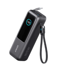 Anker Power Bank (25K, 165W, Built-In USB-C and Retractable Cable) Black