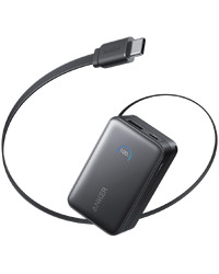Anker Nano Power Bank (10K, 45W, Built-In Retractable USB-C Cable) Black