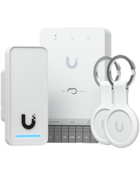 Ubiquity UA-G3-SK all-in-one kit for UniFi Access, designed to manage a single door with one reader. Supports seamless setup and Apple Touch Pass for modern, secure access control, Door Hub Mini, G3 Reader, 2x Pocket Keyfobs