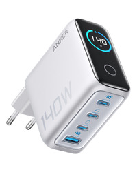 Anker Charger (140W, 4-Port, PD 3.1) with USB-C Cable Silver