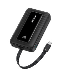 Anker Power Bank (10K, 30W, Built-In USB-C Cable) Black