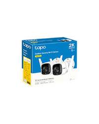 TP-Link Tapo C310P2 Outdoor Security Wi-Fi Camera 2-PACK, 3MP, 2.4 GHz, 2 x External Antennas, 1 x Ethernet Port, Motion Detection and Notifications, Sound and Light Alarm, Remote Control, Two-Way Audio, Sharing to Social Medias, Voice Control