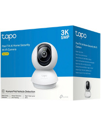 TP-Link Tapo C230 Pan/Tilt AI Home Security Wi-Fi Camera, 3K 5MP (2880x1620), 2.4 GHz, Horizontal 360, Pan/Tilt, Smart AI Detection and Notifications (motion, people, pets, cars, baby crying, abnormal sound), AI Smart Tracking, Sound and Light Alarm