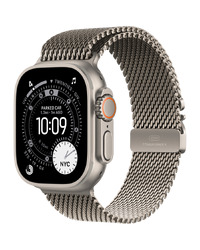 Apple Watch Ultra 3 Cellular 49mm Natural Titanium Case with Natural Titanium Milanese Loop - Large