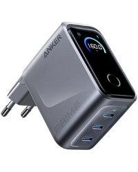 Anker Prime Charger (160W, 3 Ports, Smart Display) Silver