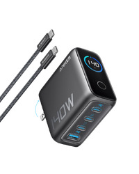 Anker Charger (140W, 4-Port, PD 3.1) with USB-C Cable Gray