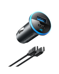 Anker 323 Car Charger (52.5W) Black, USB-A - 22.5W Charging, USB-C - 30W Charging.