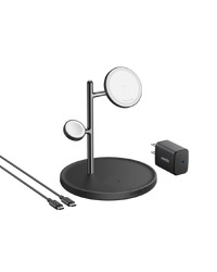 Anker MagGo Wireless Charging Station (15W, 3-in-1 Stand) with cable and charger bundle