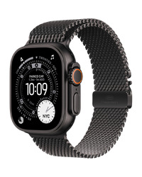 Apple Watch Ultra 3 Cellular 49mm Black Titanium Case with Black Titanium Milanese Loop - Medium