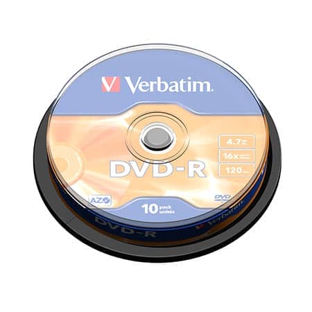 DVD-R, VERBATIM,4,7 GB,16X, spindle 10 kom,MATT SILVER.43523