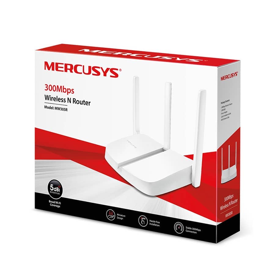 ROUTER Mercusys MW305R  300Mbps, 3x5dBi fixed omni directional antennas, 4x10/100Mbps LAN ports, IEEE 802.11n, IEEE 802.11g, IEEE 802.11b, 2.4GHz, CE,