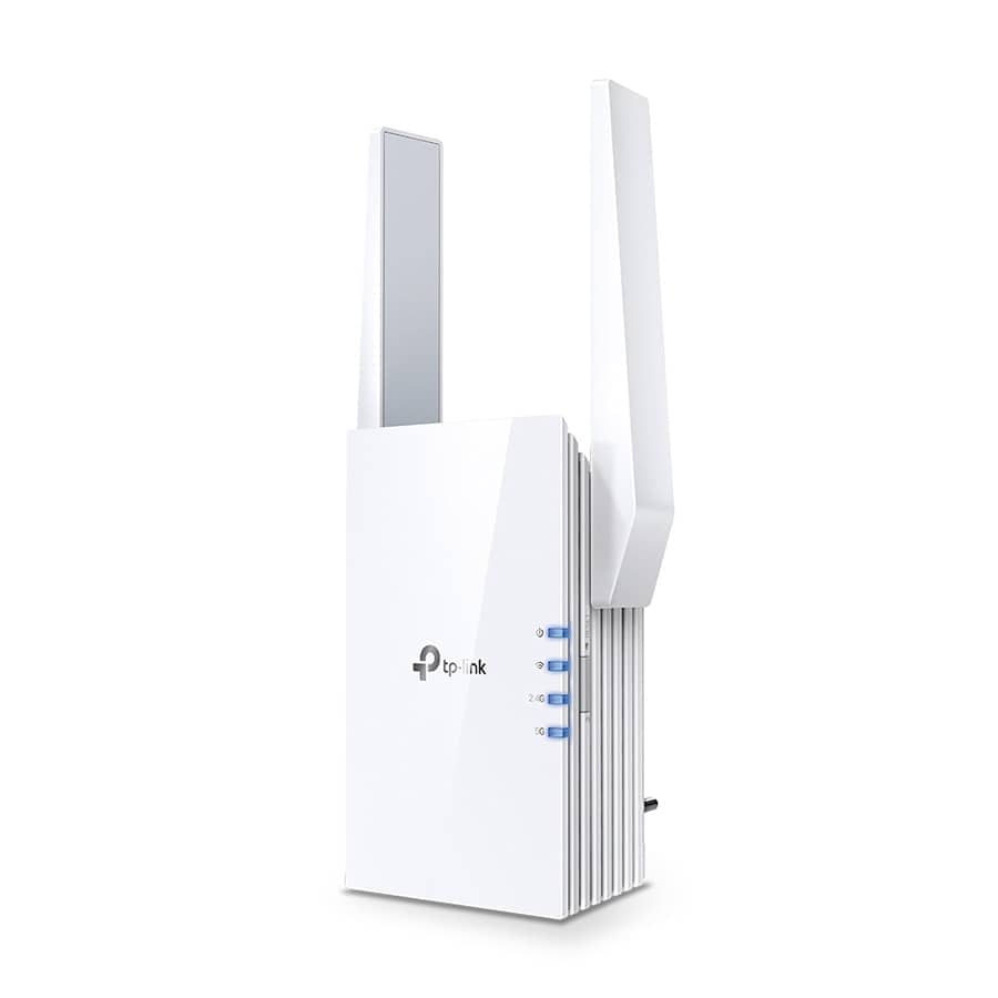 TP-Link AX1500 RE505X Wi-Fi 6 Range Extender, 300 Mbps at 2.4GHz, 1200 Mbps at 5GHz, IEEE 802.11a/n/ac/ax 5GHz, IEEE 802.11b/g/n 2.4GHz; 64/128-bit 