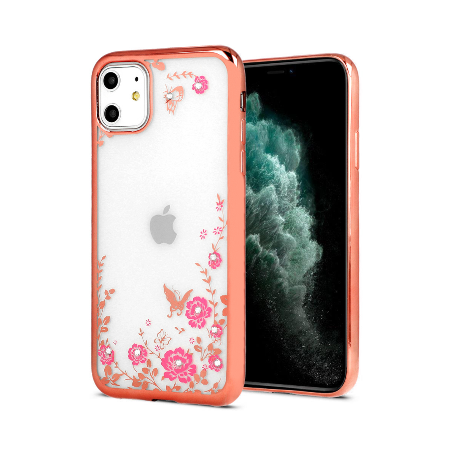 ZADNJA MASKA DIAMOND FLOWER ZA IPHONE 12/12 PRO ROSE GOLD