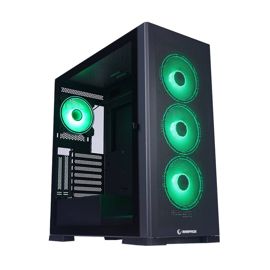 Kućište gaming RAMPAGE MAGNIFIC Mesh Magnetic Tempered Glass Black 4*12cm RGB Fan ATX Mid-T 39850