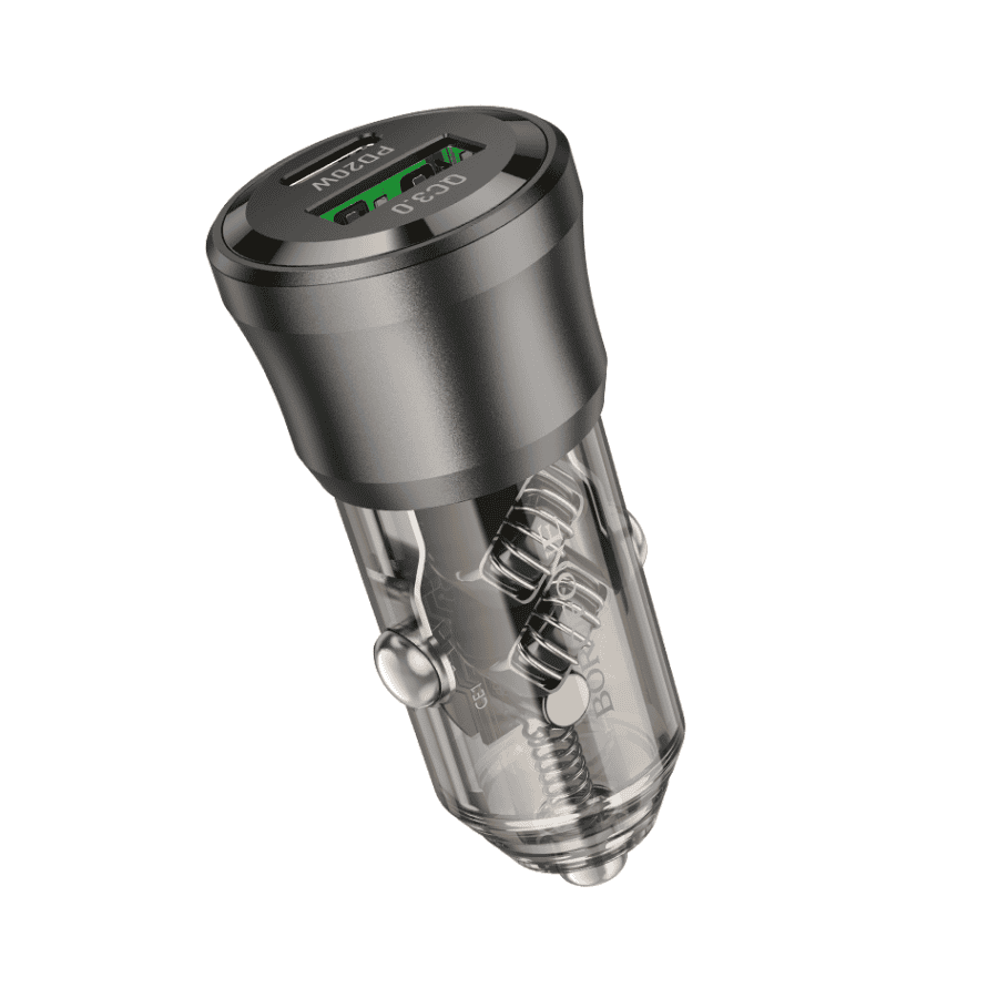 Auto Punjač BOROFONE BZ25 Journey PD38W USB + Type-C car transparent black