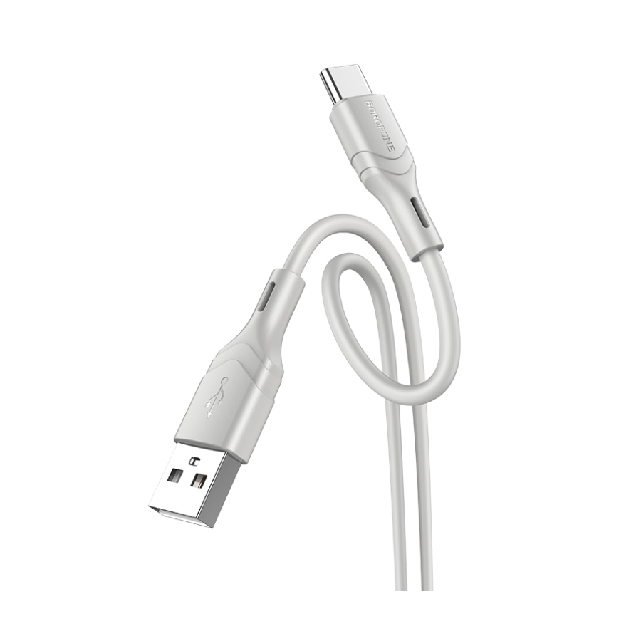 USB kabal BOROFONE BX99 3,0 A, Method silicone charging data cable 1m, USB to type-c gray