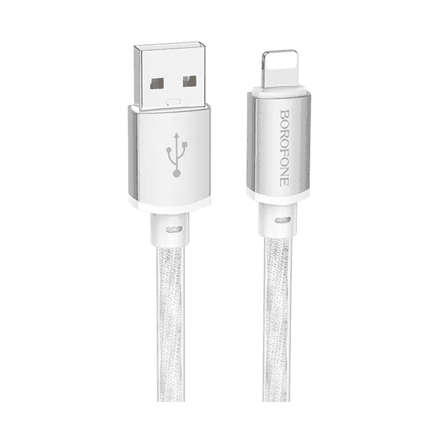 USB kabal BOROFONE BX95 Vivid silicone charging data cable 1m, 2,4A, iPhone/lightning silver