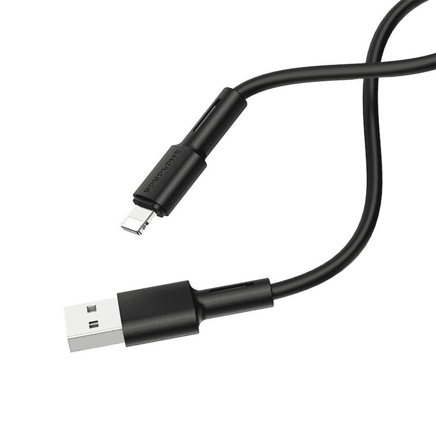 USB kabal BOROFONE  BX31 Soft silicone charging data cable 1m, 2,4A for iPhone/lightning black
