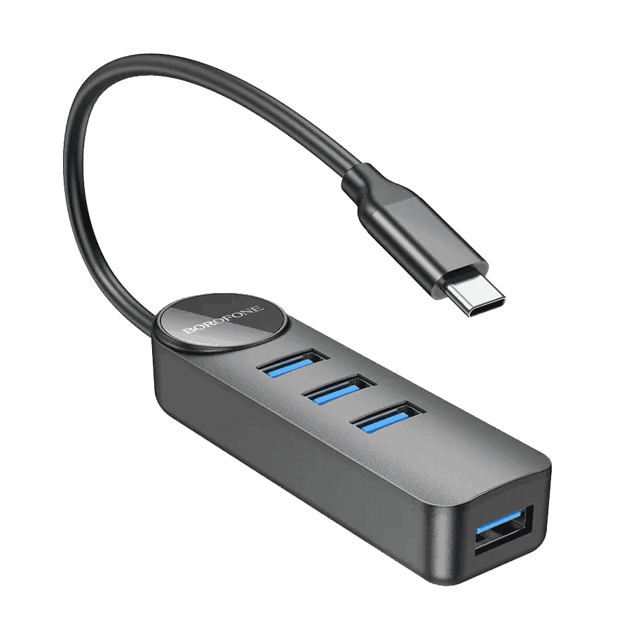 USB HUB Type-C BOROFONE DH5 Erudite 4 port black, USB3.0