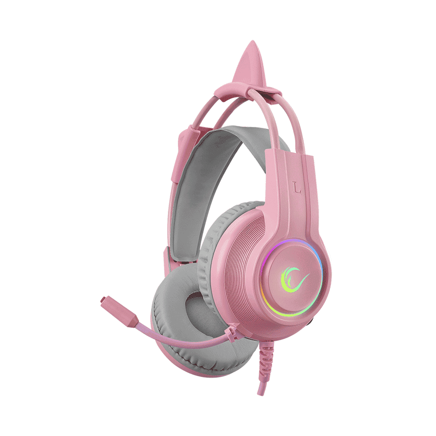 Slušalice sa mikrofonom gaming RAMPAGE RM-K91 X-CATTY Pink USB 7.1 Version RGB Gaming Headset, 36032