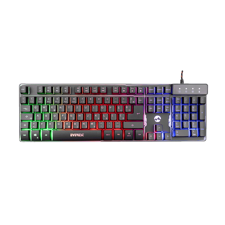 Tastatura gaming Everest KB-GX9 Black USB Rainbow Color Backlight, BiH layout, 35078