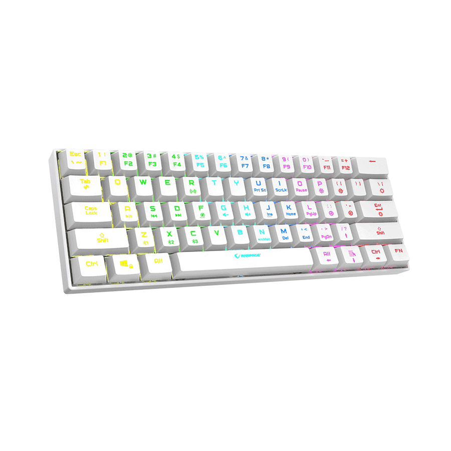 Tastatura gaming RAMPAGE KB-RX63 B-ATOM White Bluetooth RGB Backlight RED SWITCH US Layout 63 Mini, 39912