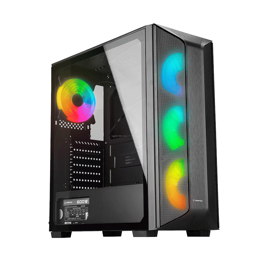 Kućište gaming RAMPAGE HYDRA V2 BLACK Tempered Glass Type-C+USB3.0 4*ARGB Infinity Fan+Hub E-ATX Exclusive Gaming, 39989