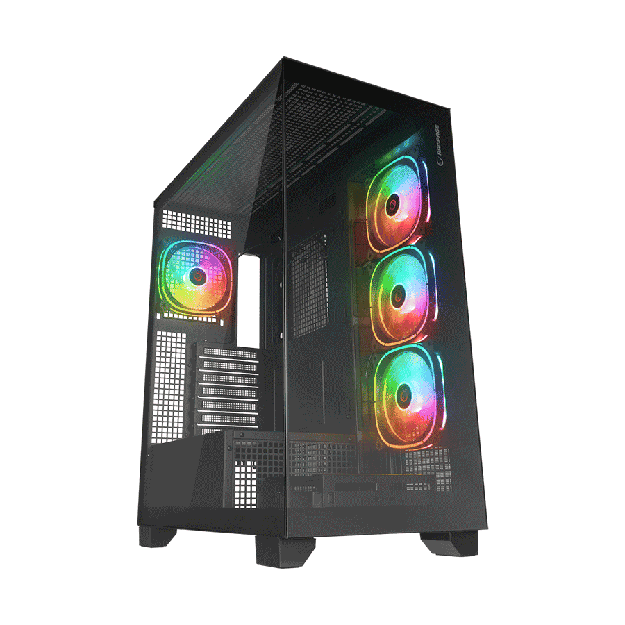 Kućište gaming RAMPAGE HYDRA V1 BLACK Type-C+USB3.0+USB2.0 4*ARGB Fan+Hub E-ATX Exclusive Gaming, 39922