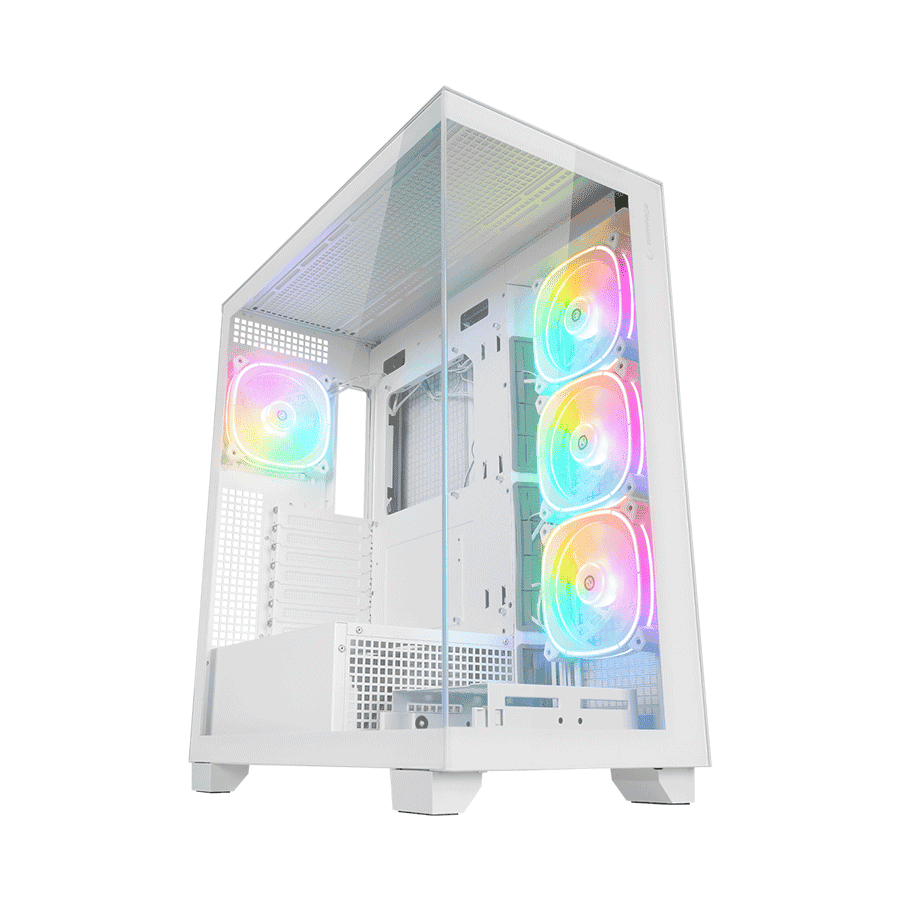 Kućište gaming RAMPAGE HYDRA V1 WHITE Type-C+USB3.0+USB2.0 4*ARGB Fan+Hub E-ATX Exclusive Gaming, 39923