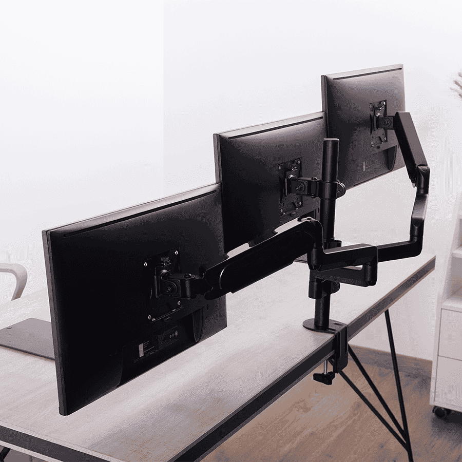NOSAČ ZA TRI MONITORA GEMBIRD MA-DA3-01, montaža na stol, (full-motion), do 27”, up to 7 kg