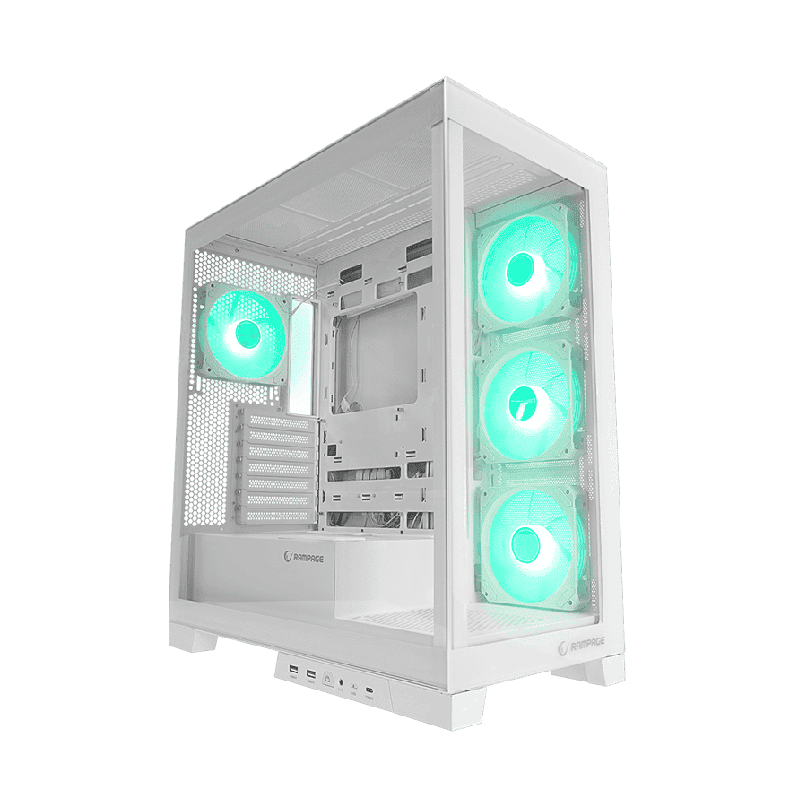 Kućište gaming RAMPAGE HYDRA V2 WHITE Type-C+USB3.0 4*ARGB Infinity Fan+Hub E-ATX Exclusive Gaming, 39990