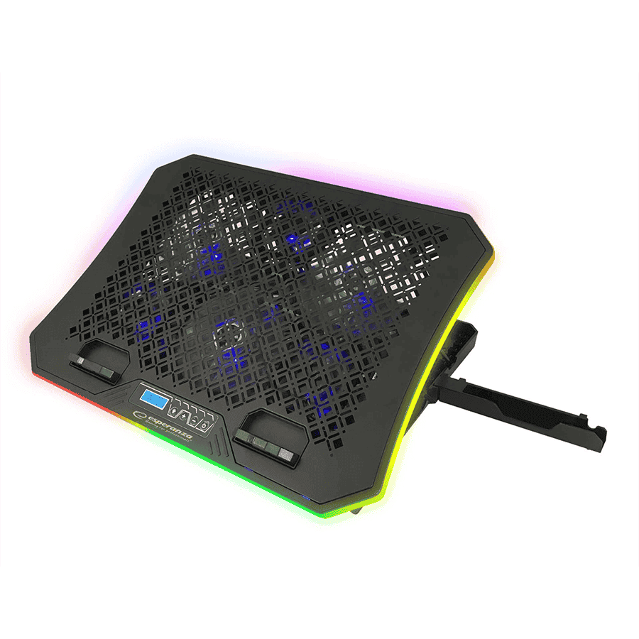 Postolje za notebook gaming ESPERANZA RGB ILLUMINATED NOTEBOOK COOLING PAD WITH MOBILE PHONE STAND GALERNE EGC109