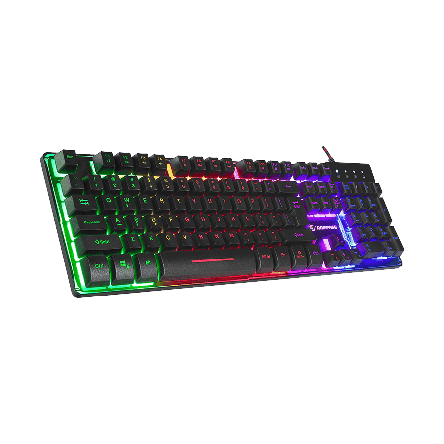 Tastatura gaming RAMPAGE Titan K9 Black USB Rainbow Color Backlit US/EGNLISH Layout FULL SIZE