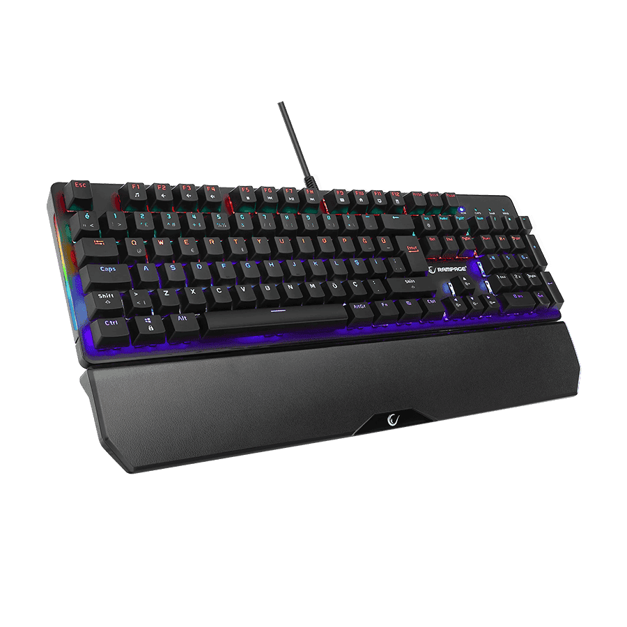 Tastatura gaming RAMPAGE KB-R86 UMBRA Black USB Rainbow Backlit Blue Switch US Layout Mechanical, 40384