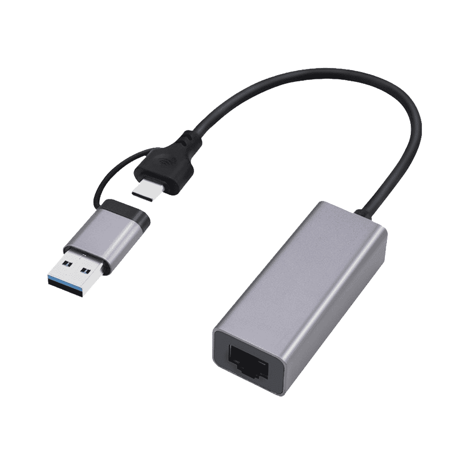 USB-A + Type-C to Ethernet LAN 2.5Gb GEMBIRD USB 3.1 + type-C Gigabit network adapter, space grey, A-USB3AC-LAN2G-01