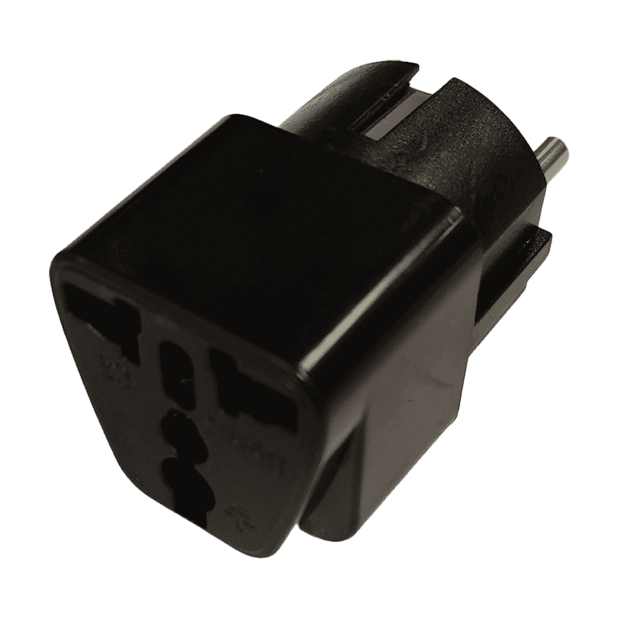 Univerzalni AC strujni adapter UK/EU, 3 flat plug to 2 pin plug adapter, crni