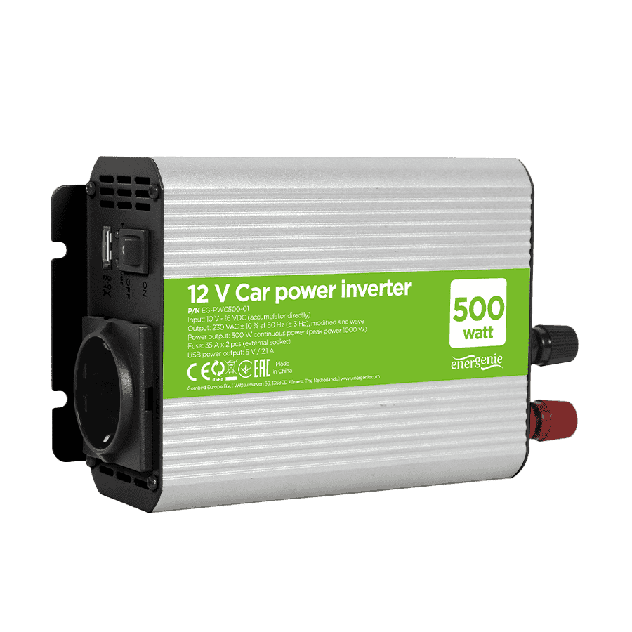 DC-AC inverter za auto GEMBIRD, in12Vout220V 500W EG-PWC500-01