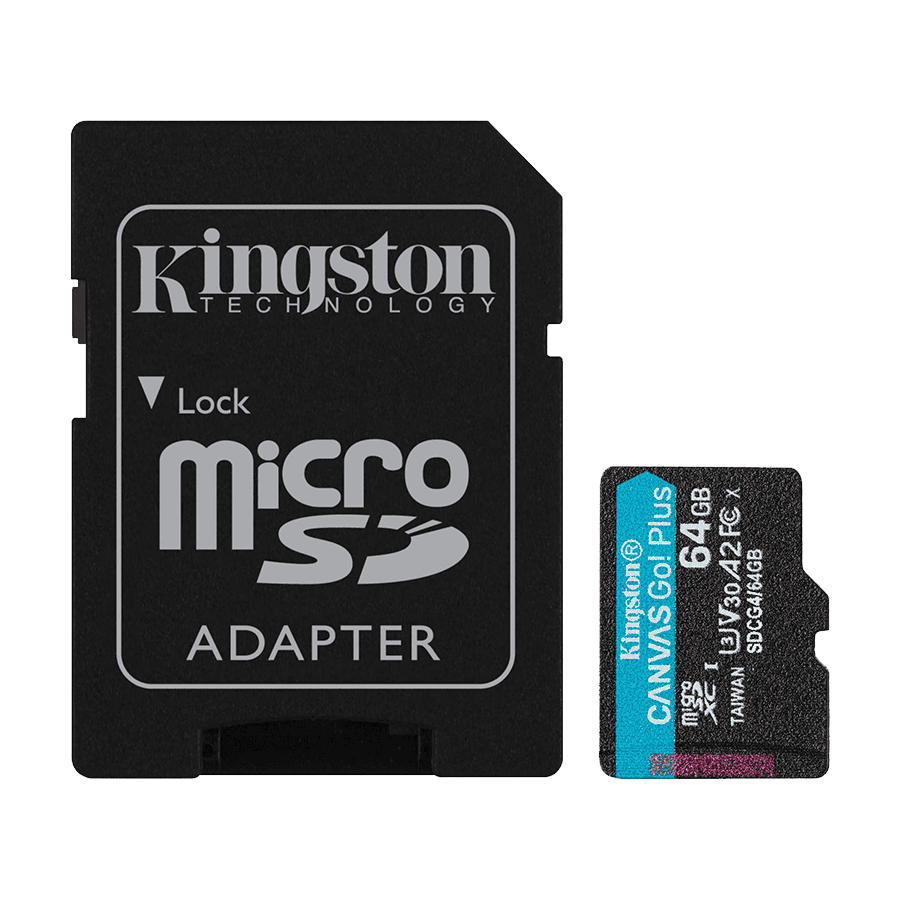 Micro SDXC card Kingston 64GB Canvas GoPlus Gen.4 200MB/s A2 U3 V30 Card + Adapter SDCG4/64GB 