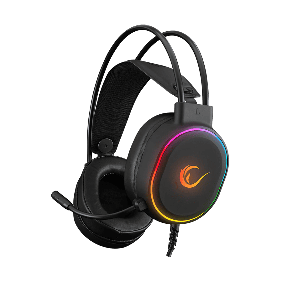 Slušalice sa mikrofonom gaming RAMPAGE ROGUE BLACK USB RGB Led Gaming Headset with Long flexible Microphone. In Line Control, 36162
