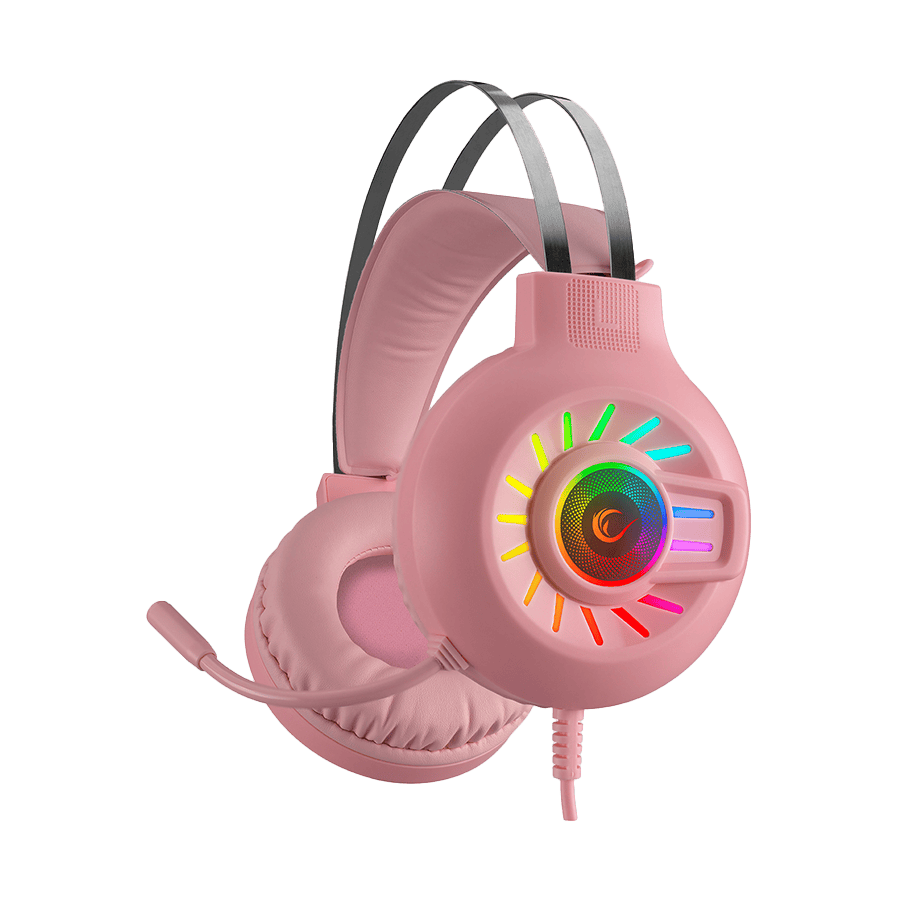 Slušalice sa mikrofonom gaming  RAMPAGE RM-K44 ZENGIBAR Pink 7.1 Surround RGB Light Effect, 36019