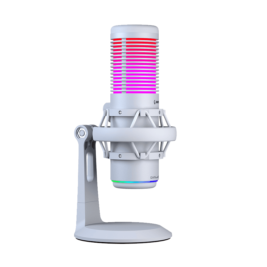Mikrofon gaming RAMPAGE BEMOL RGB White Microphone with Shock Mount and Pop Filter for Gaming, Streaming, Podcasts, 41148