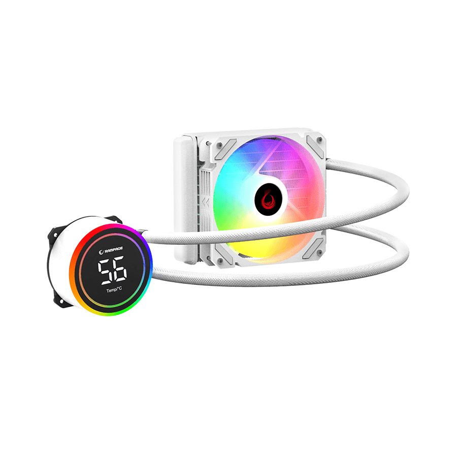CPU hladnjak AIO Liquid gaming RAMPAGE HELIOS C13 White 12cm Fan Temperature Display Intel LGA1700/AMD AM5 ARGB 120mm Liquid Cooling CPU Fan, 40916