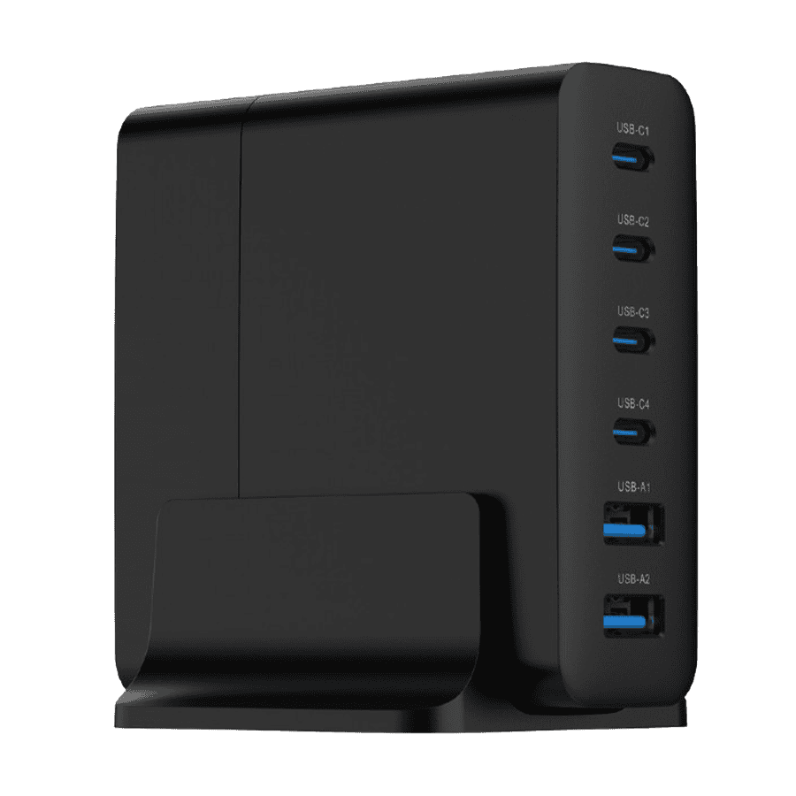 Power station USB brzi/quick punjač GEMBIRD, 6-port 75W GaN USB fast charger, black, Type-C, USB, TA-UC-2A4C-PD75-01-BK
