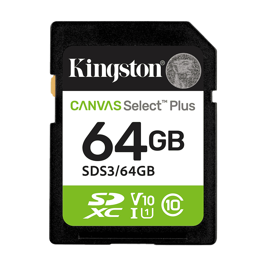 SD card Kingston 64 GB SDS3/64GB  Class10 Canvas Select Plus SD adapter;100MBs Read,Class 10 UHS-I